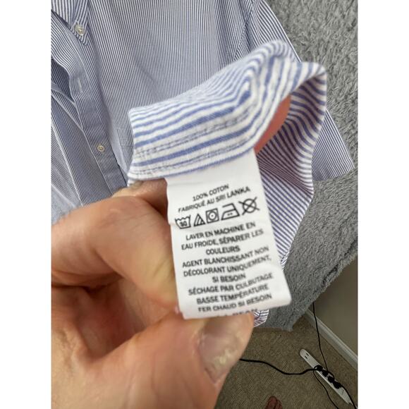 L.L. Bean Blue White Striped Button Down Shirt XL Tall 100% Cotton - Picture 3 of 8